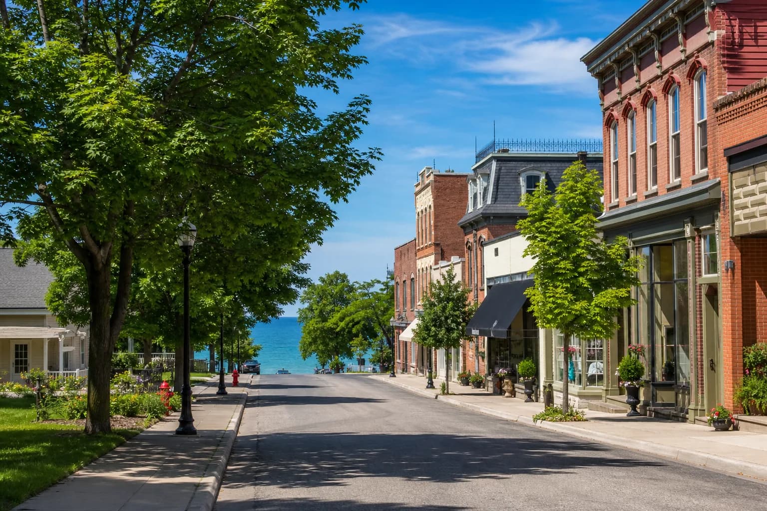 Lexington, Michigan downtown near the Lake Huron waterfront on the Yard Sale Trail